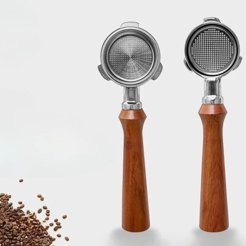 51mm 3‑Ear Bottomless Coffee Portafilter 304‑Stainless‑Steel Espresso Modification Accessory with Solid Wood Handle