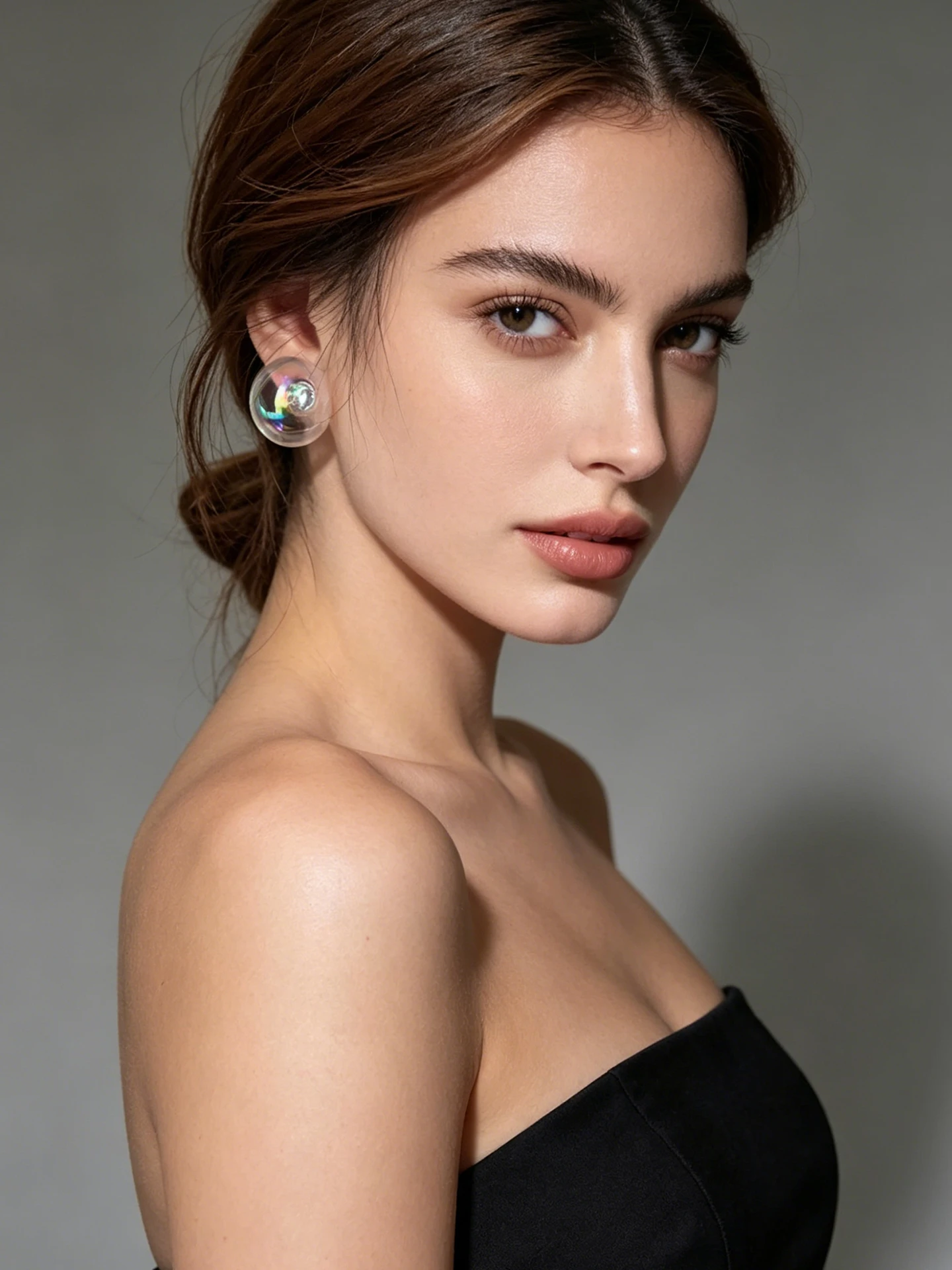 Charming Warm Weather Prismatic Foam Honeyed Crystal Clear See Through Round Pierced Earrings for Females