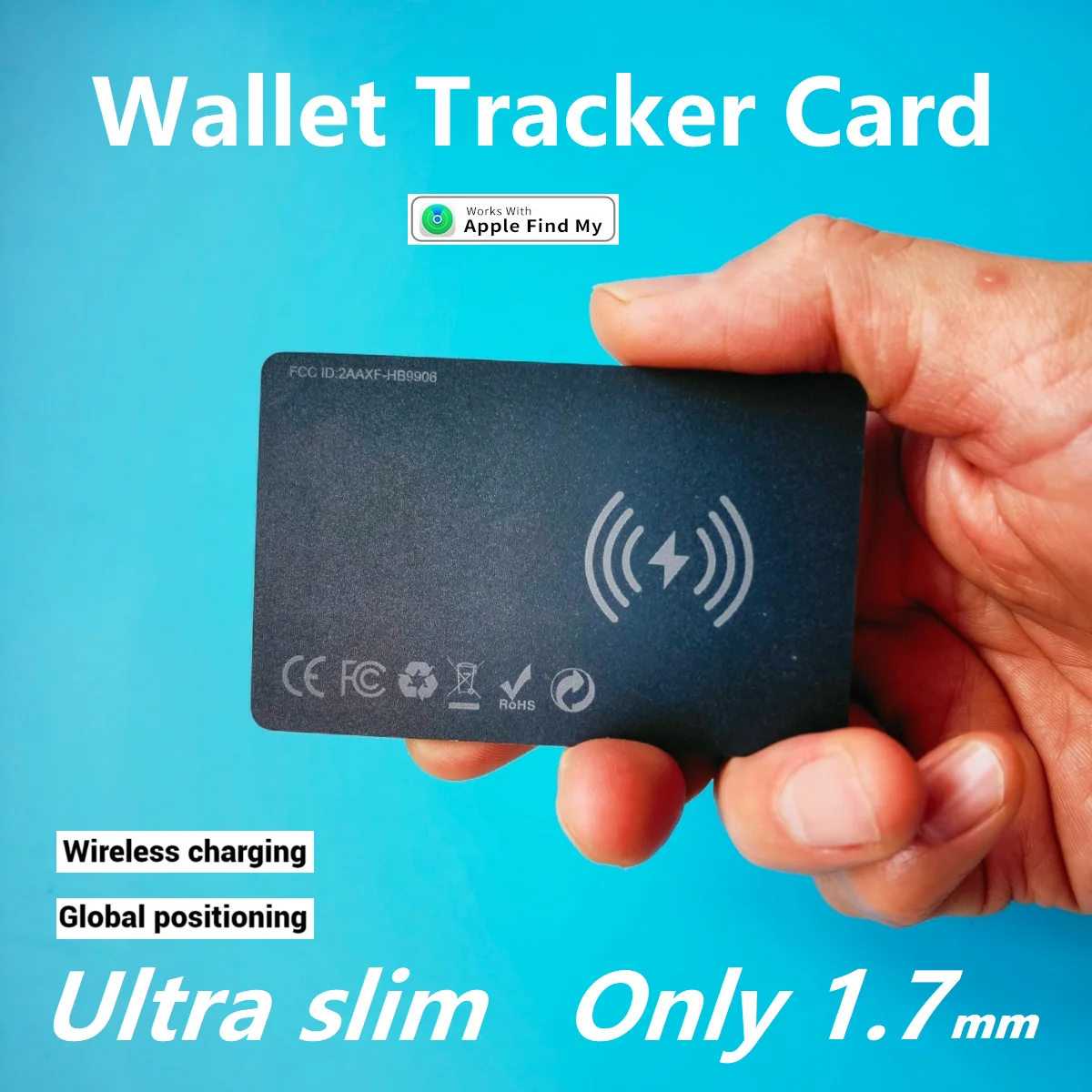 Smart Wallet Tracker Card Wireless Charging Tracker GPS Positioning Locator Ultra Slim Anti-Loss Device Works with Apple Find My