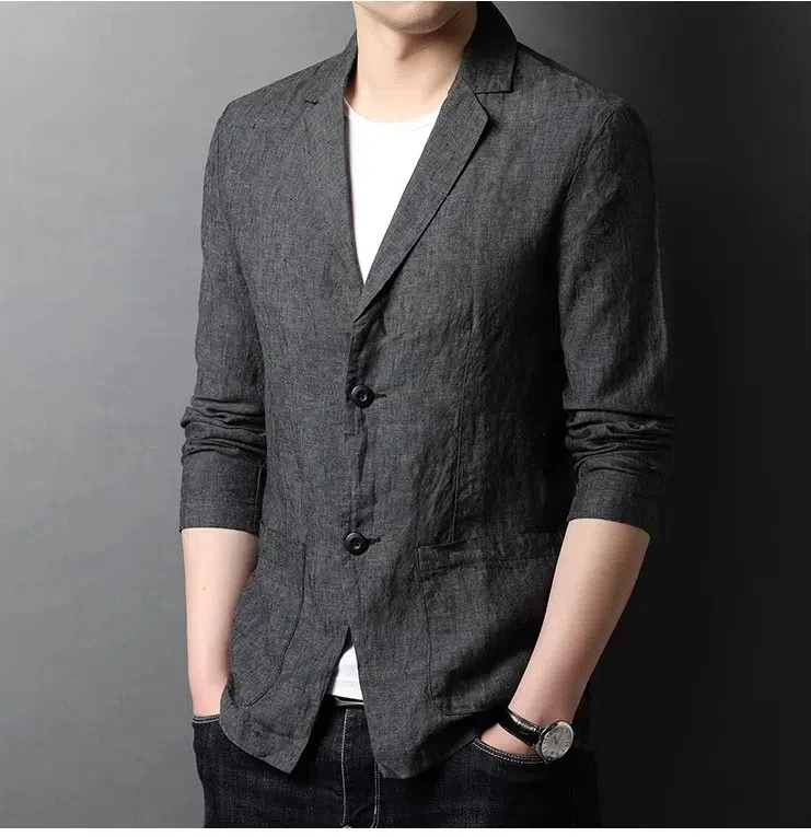 B-3008 Thin linen suit for spring and autumn casual men\'s clothing, casual jacket for men\'s clothing