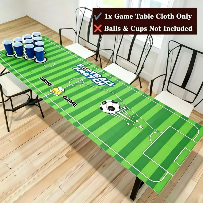1 tapete nuevo para Beer Pong, tapete para juegos de bebidas Beer Pong con temática de fútbol, tapete para juegos de mesa para fiestas, no incluye vasos ni pelotas.