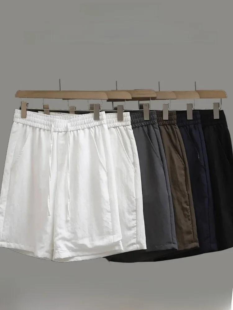 Linen Lyocell Blended Summer Men's Outdoor Comfortable Breathable Casual Shorts Loose Fit Elastic Waist Versatile Shorts