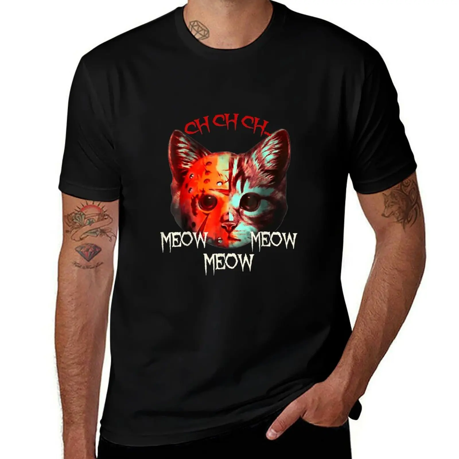 Halloween Costume Cat Funny Ch Ch Ch Meow Meow Scary Outfit T-Shirt Utility Casual Work T-Shirt