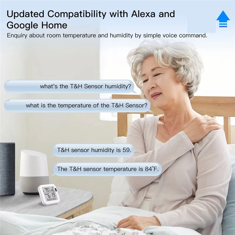 ABKU-Temperature & Humidity Sensor LCD Screen Infrared Sensing Backlight Smart Tuya APP Remote Alexa Voice