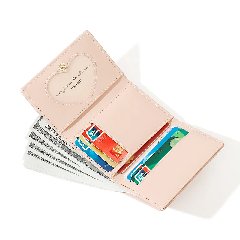 Ladies' short wallet,PU leather coin purse for women,student ID card case with multiple slots,tarjetero billetera para mujer