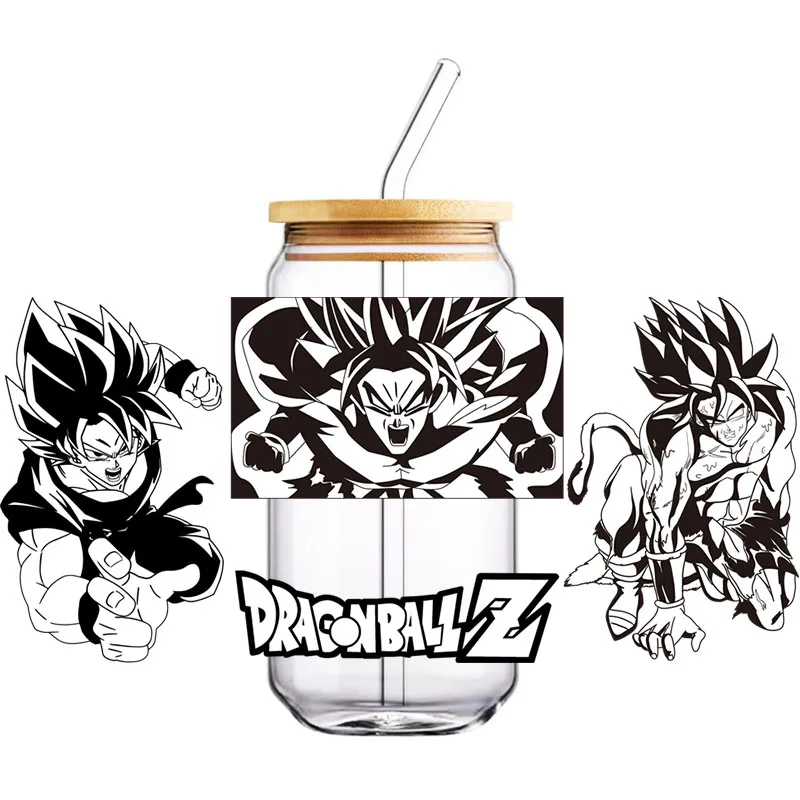 Dragon Ball 16oz UV DTF Cup Wrap Libbey Glass Beer Can Tumbler Transfer Anime 3D Transfer Stickers Libbey Waterproof DIY Sticke