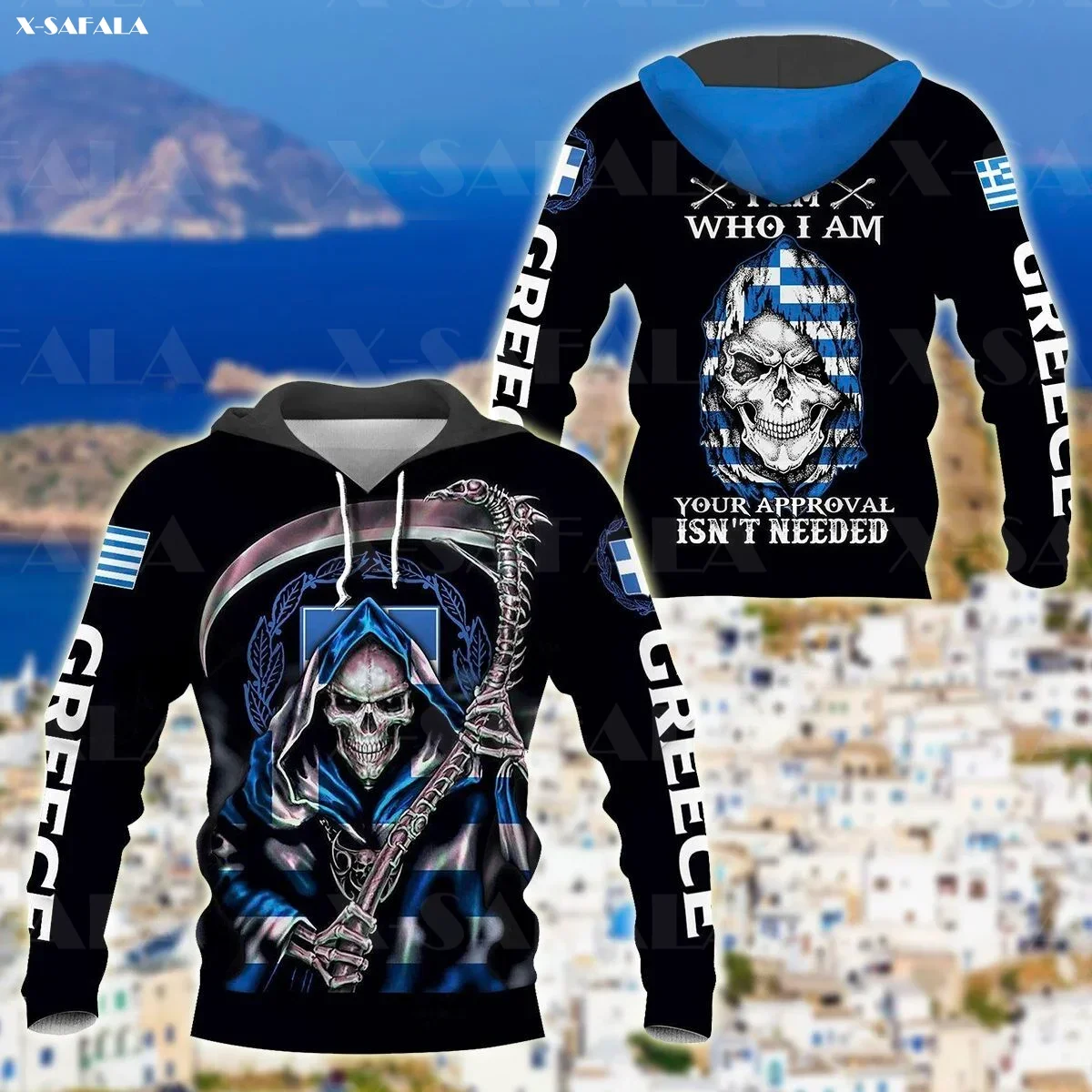 GREECE HELLAS COAT OF ARMS SKULL Cross 3D Print Zipper Hoodie Man Female Pullover Sweatshirt Hooded Jacket Jersey Tracksuits