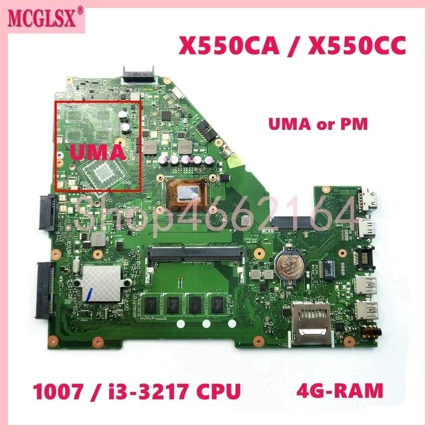 X550CC 1007/i3/i5/i7 CPU Laptop Motherboard For ASUS X550CA Y581C X550C X550VC X550VB X552C R510CC X550CC F550CC Mainboard