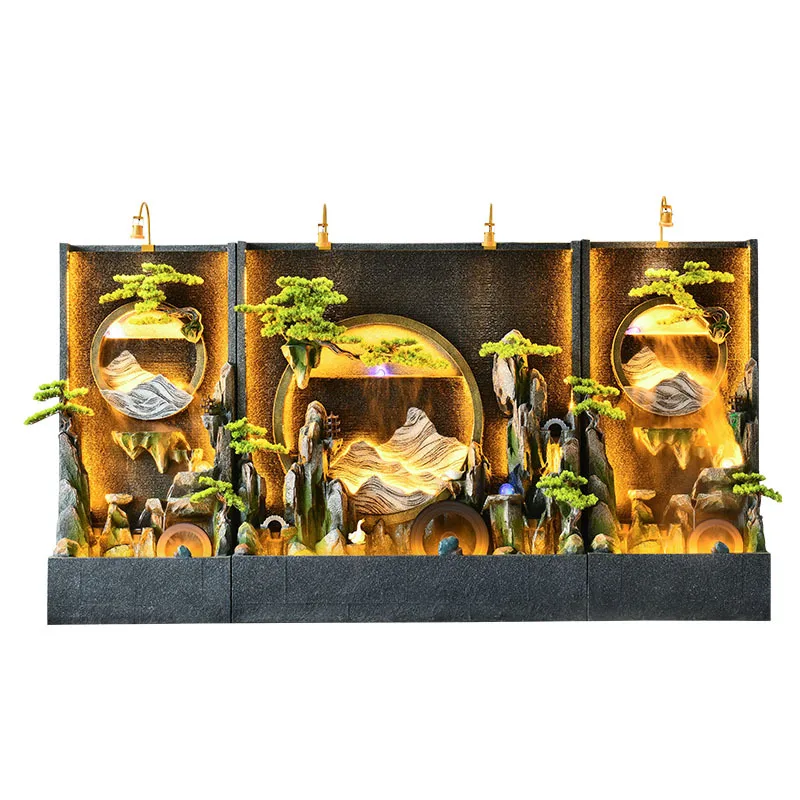 Flowing Water Curtain Wall Fountain Rockery Office Opening Housewarming Gift