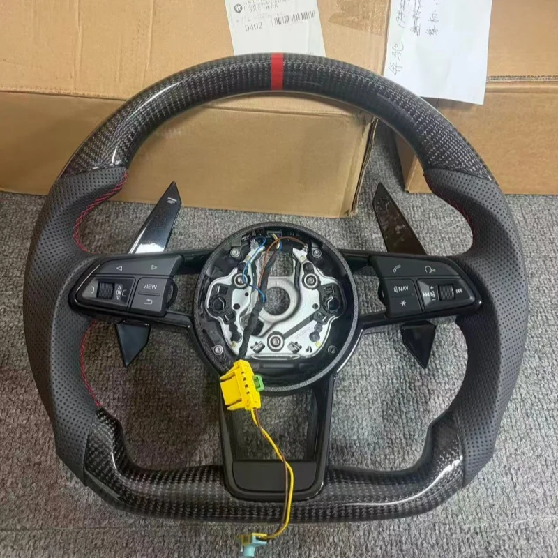 Car Steering Wheel Carbon Fiber Leather For Audi A1 A3 A4 A5 A6 A7 C6 C7 S3 S4 S5 S7 RS RS3 RS5 RS6 B8 B9 R8 TT Car Accessories