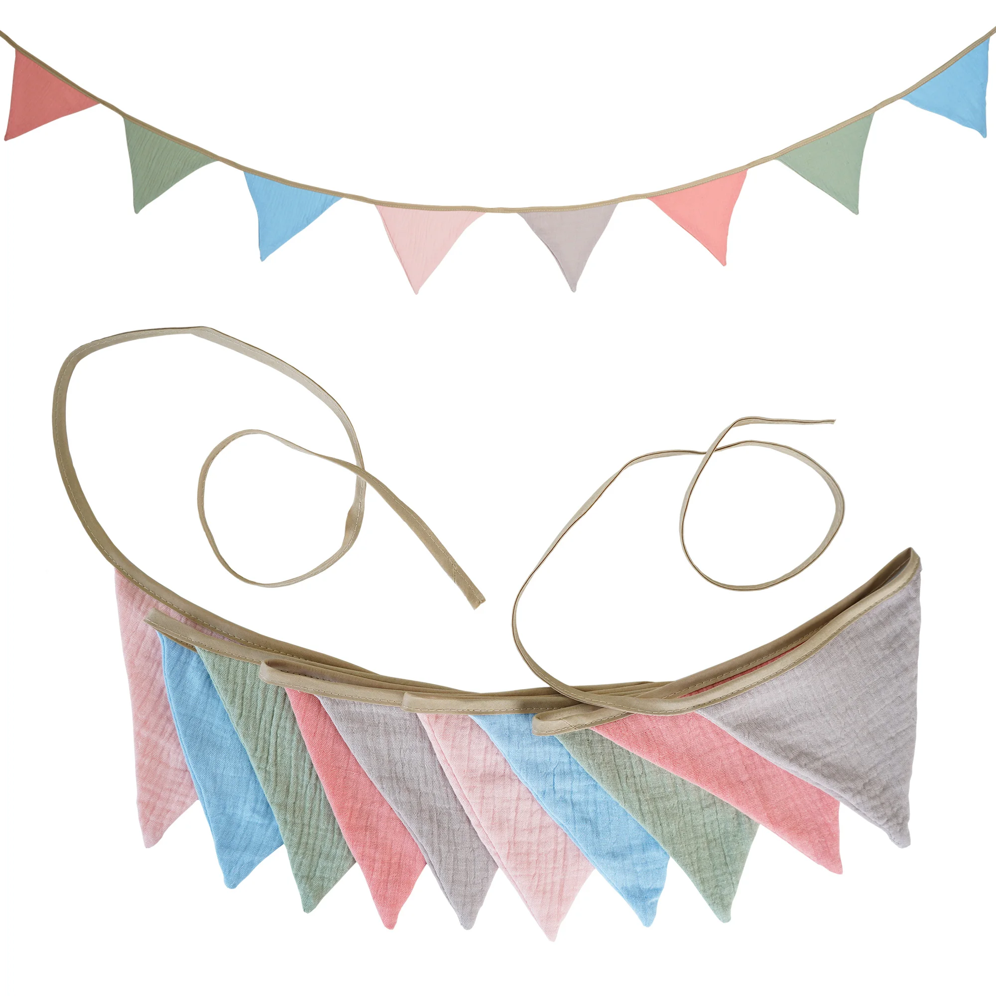 2,6 m große Wimpelkette aus Stoff für Kinderzimmer, 10-Dreieck-Wimpel-Flaggen, Party-Dekoration, Banner für Zuhause, Babyparty, Karneval, Girlande