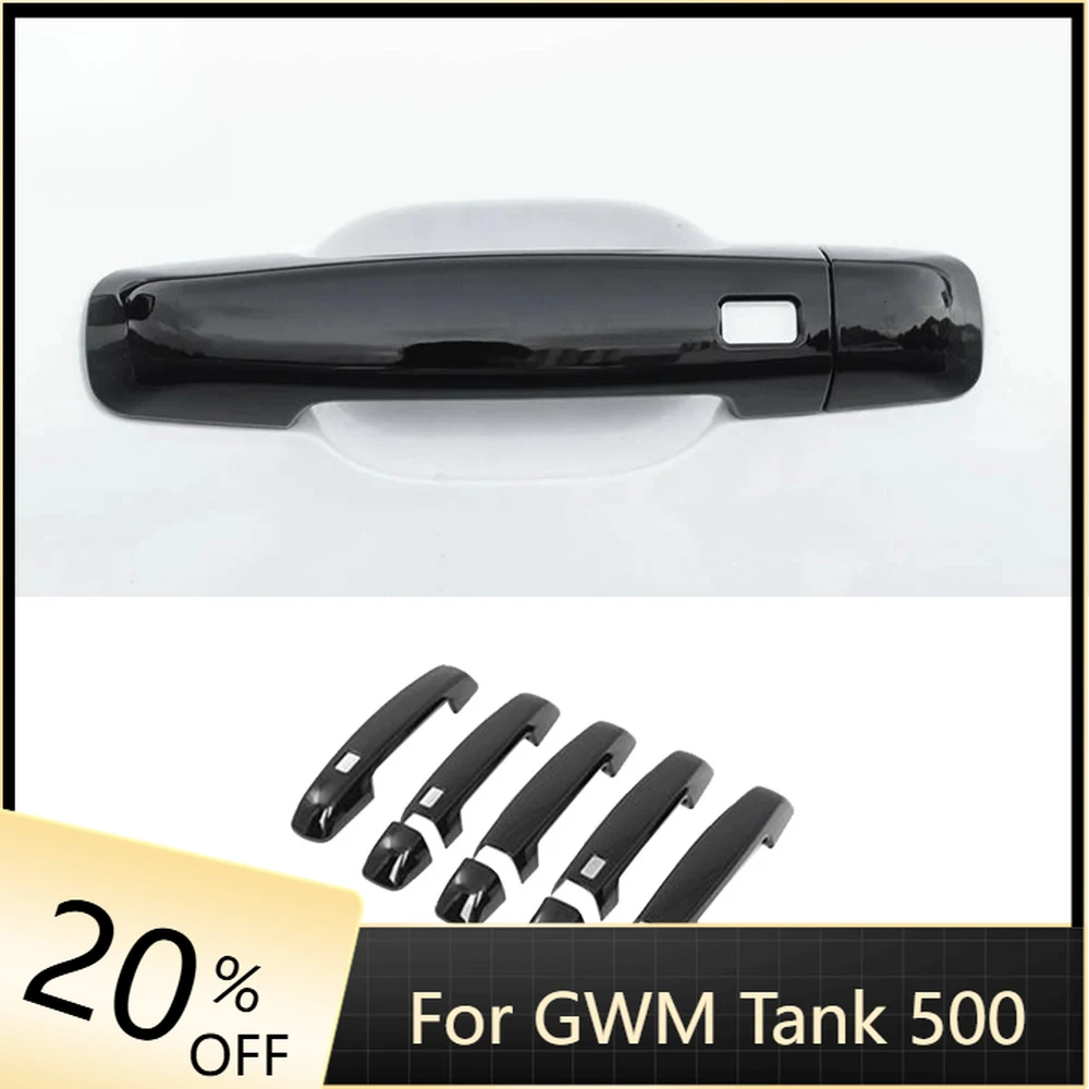 

Black Car Door Knob Protector Door Handle Frame Cover Garnish Trim Sticker For Gwm Tank 500 Great Wall 2022-2023 Accessories
