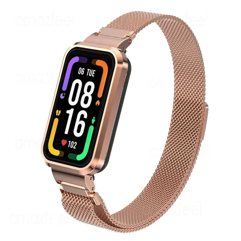 Magnetic Loop Strap For Xiaomi Smart Band 8 Active Watchband Case Protector Luxury Metal Wristband For Mi Band 8 Active Bracelet