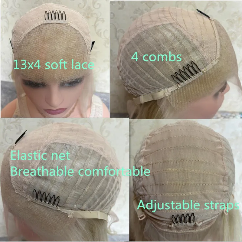 Perruque Lace Front Wig synthétique HD 13x4, perruque à reflets blond miel brun clair et haute température pour femmes