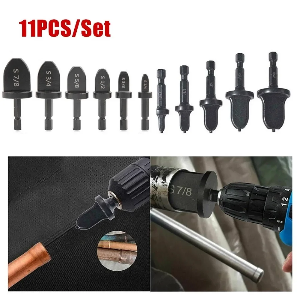 11Pcs Imperial Tube Expander Air Conditioner Copper Pipe Swaging Electric Drill Bit Flaring Tools 7/8\