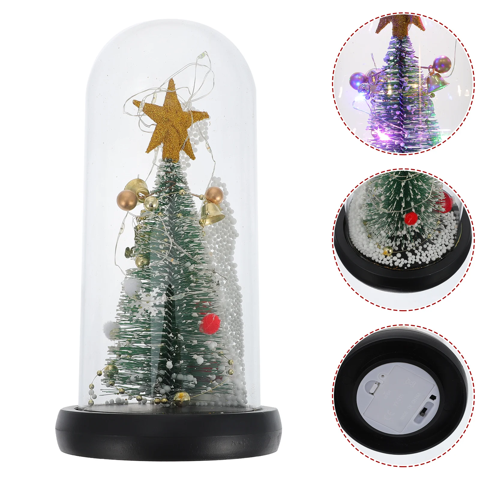 1 قطعة زخرفة شجرة عيد الميلاد المغطاة بالزجاج مادة ممتازة تصميم نجمة لامعة ديكور سطح الطاولة الدافئ الاحتفالي