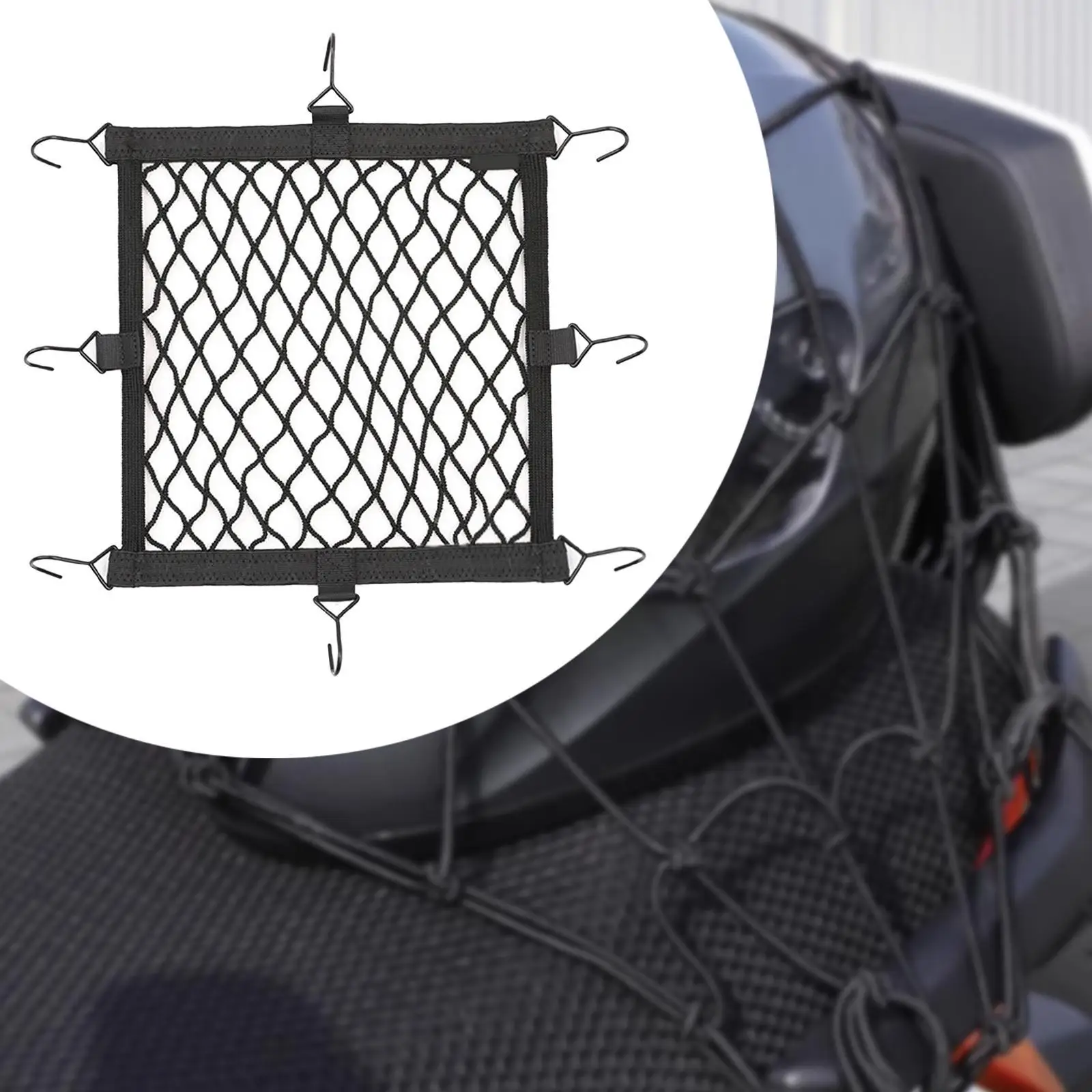 

Motorcycle Gear Storage Mesh Net Expandable Helmets Organizer Elastic Rack Cover for Cycling Accessories Tail Bag