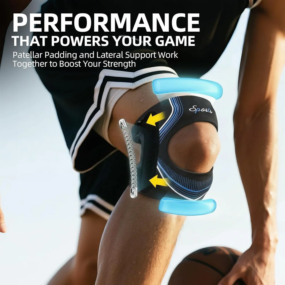 Patellasehnen-Stützbandage, Kniebandage für Frauen und Männer, offene Patella | Gel-Pad mit Seitenstabilisatoren für Laufen und Workouts – Detail 2