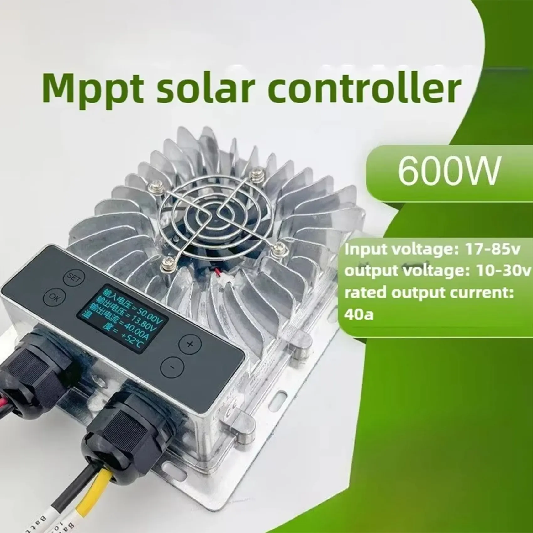 A41T 2X 600W Step-Down MPPT Solar Charging Controller 10-30V/17-85V Output Solar Intelligent Temperature