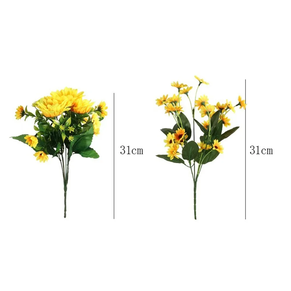 Artificial Sunflower Silk Flower 31cm Yellow Realistic Decoration for Home Wedding Photography Floral Arrangement