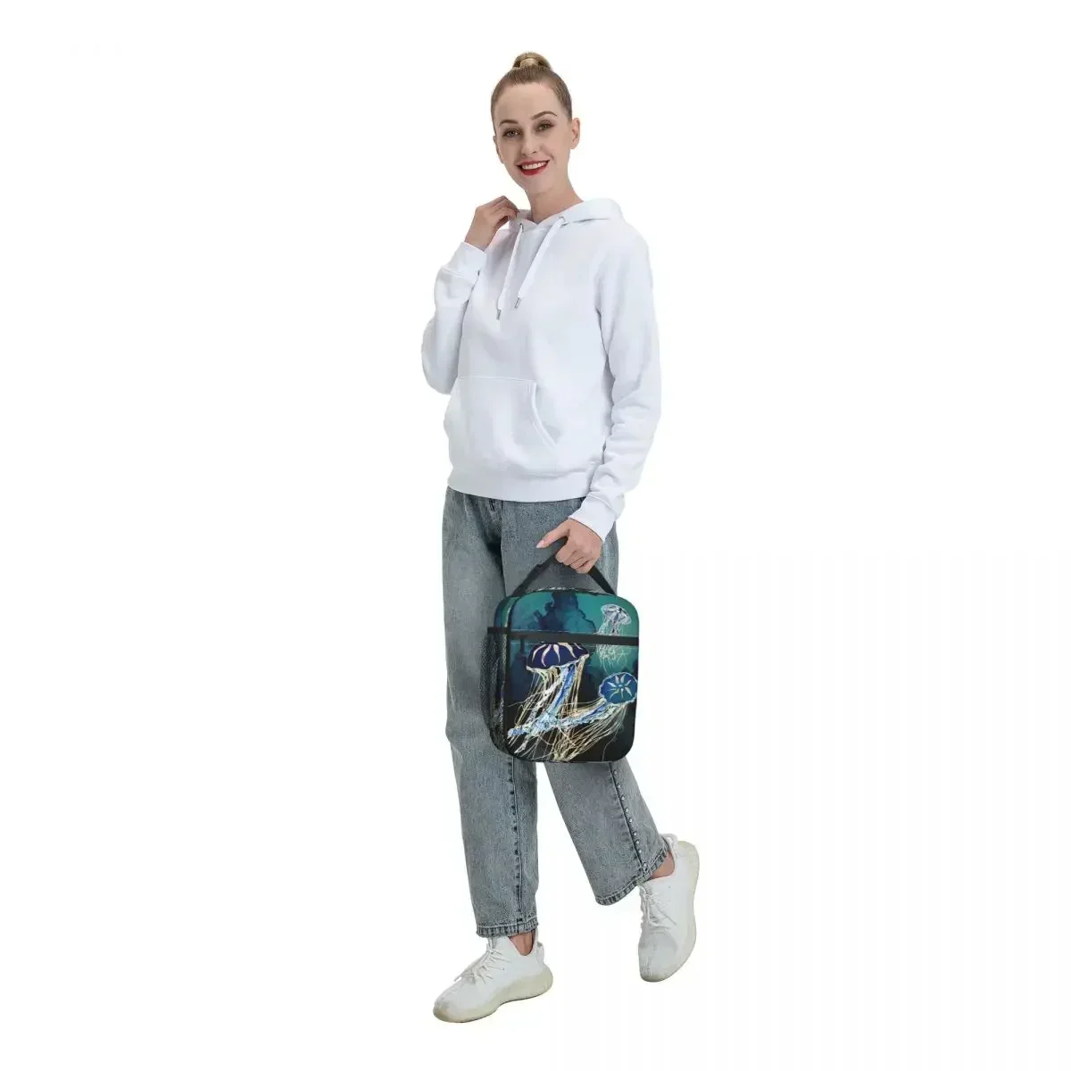

Metallic Jellyfish Insulated Lunch Bag for Camping Travel Resuable Thermal Cooler