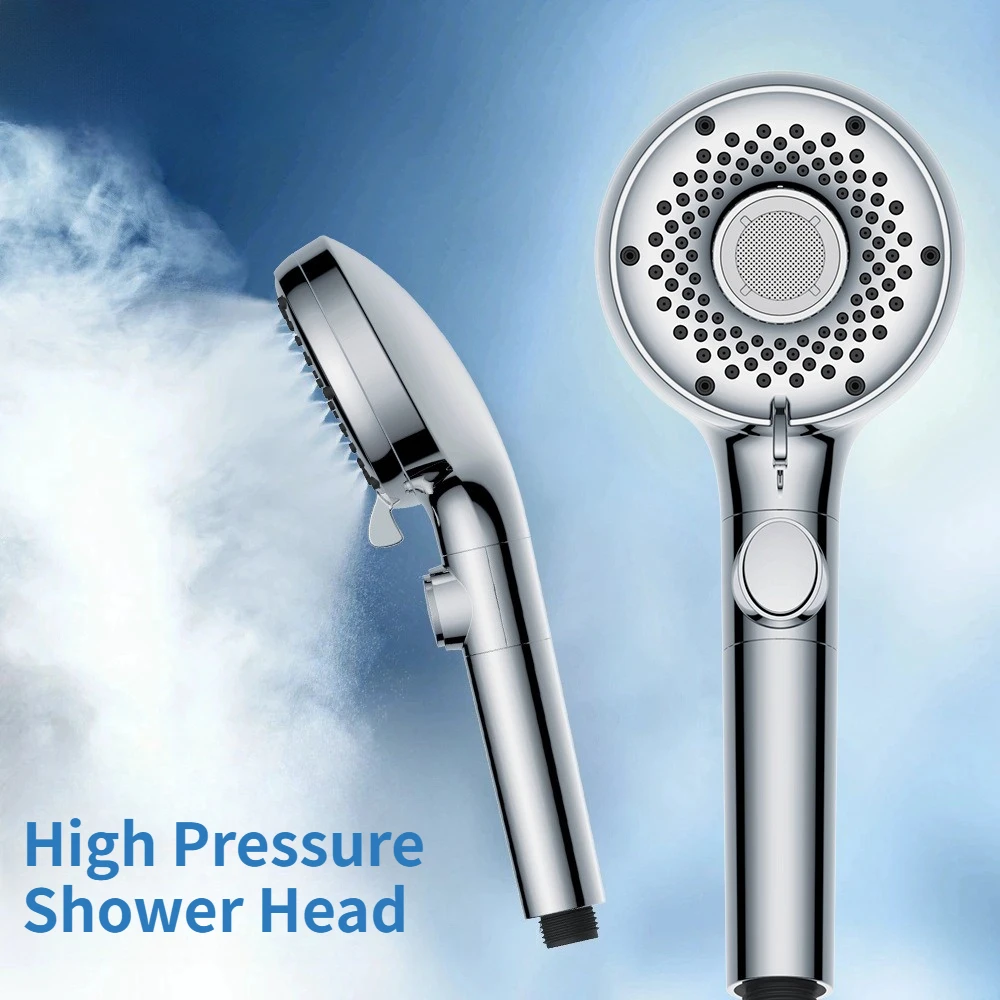 

High Pressure Shower Head with One Off Button Handheld 5 Spray Large Water Outlet Shower Head for Hotel Bathroom Accessories