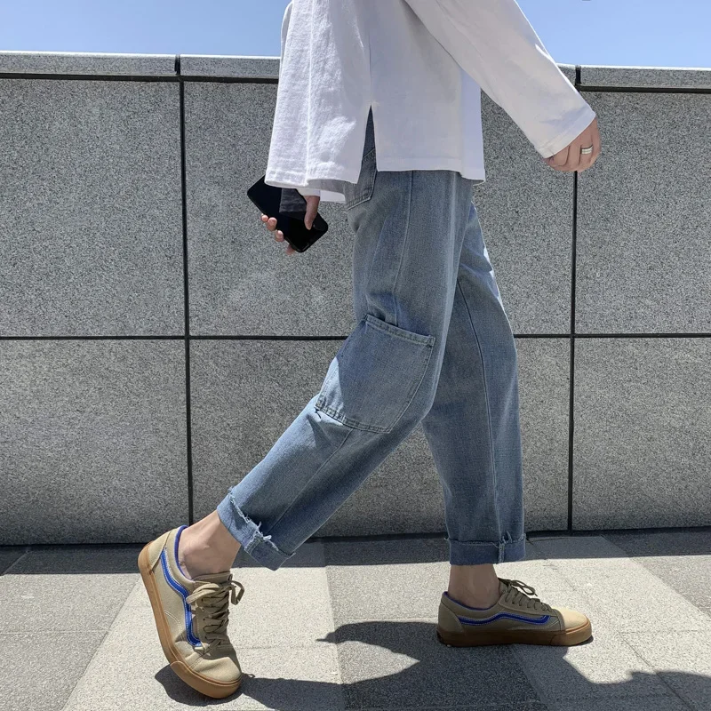 

PantsAutumn Men Jeans Best Quality Fashion Straight Regular Light Blue Stretch Denim Trousers Classic Men Wide Leg Stretch Pants