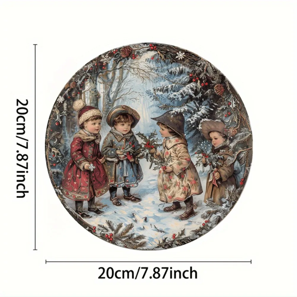 Vintage Victorian Christmas Aluminum Wall Plaque - 8
