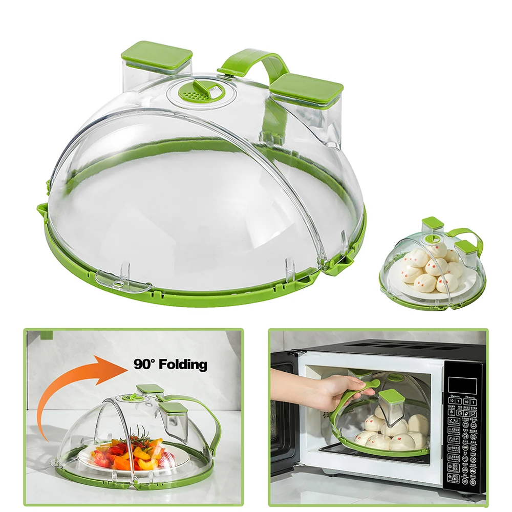 Microwave Splatter Cover for Food with Water Steamer and Handle Clear Microwave Plate Cover Dish Bowl Cover for Kitchen