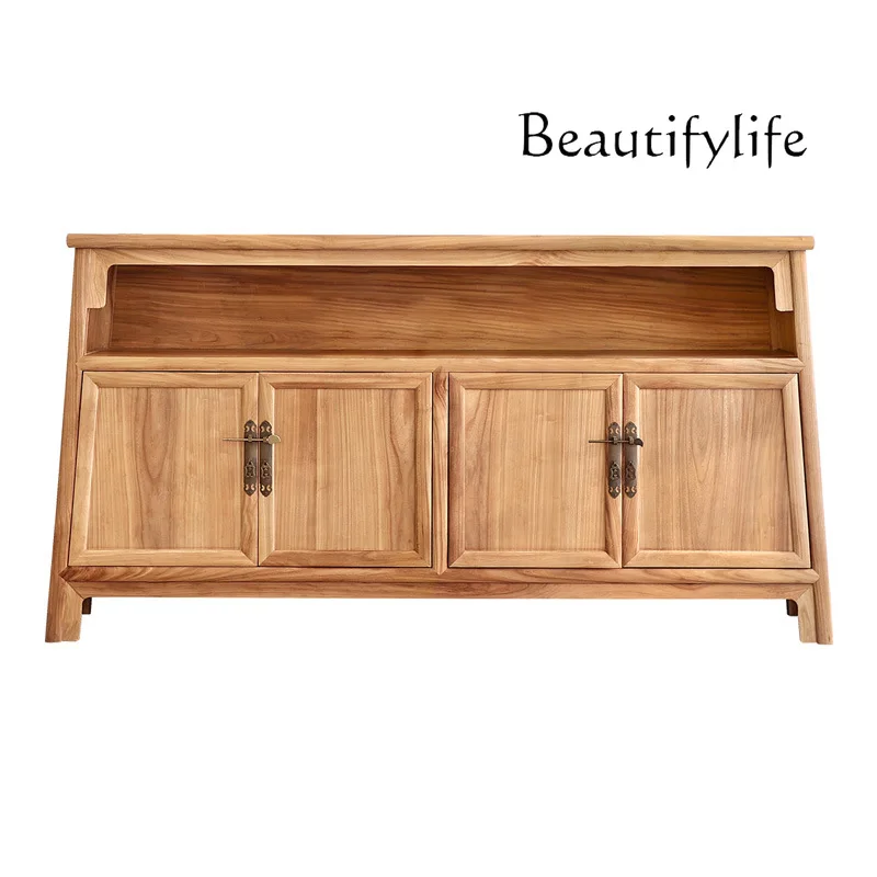 

New Chinese-style entrance cabinet Solid wood living room locker Elm dining side cabinet Liangge Zen