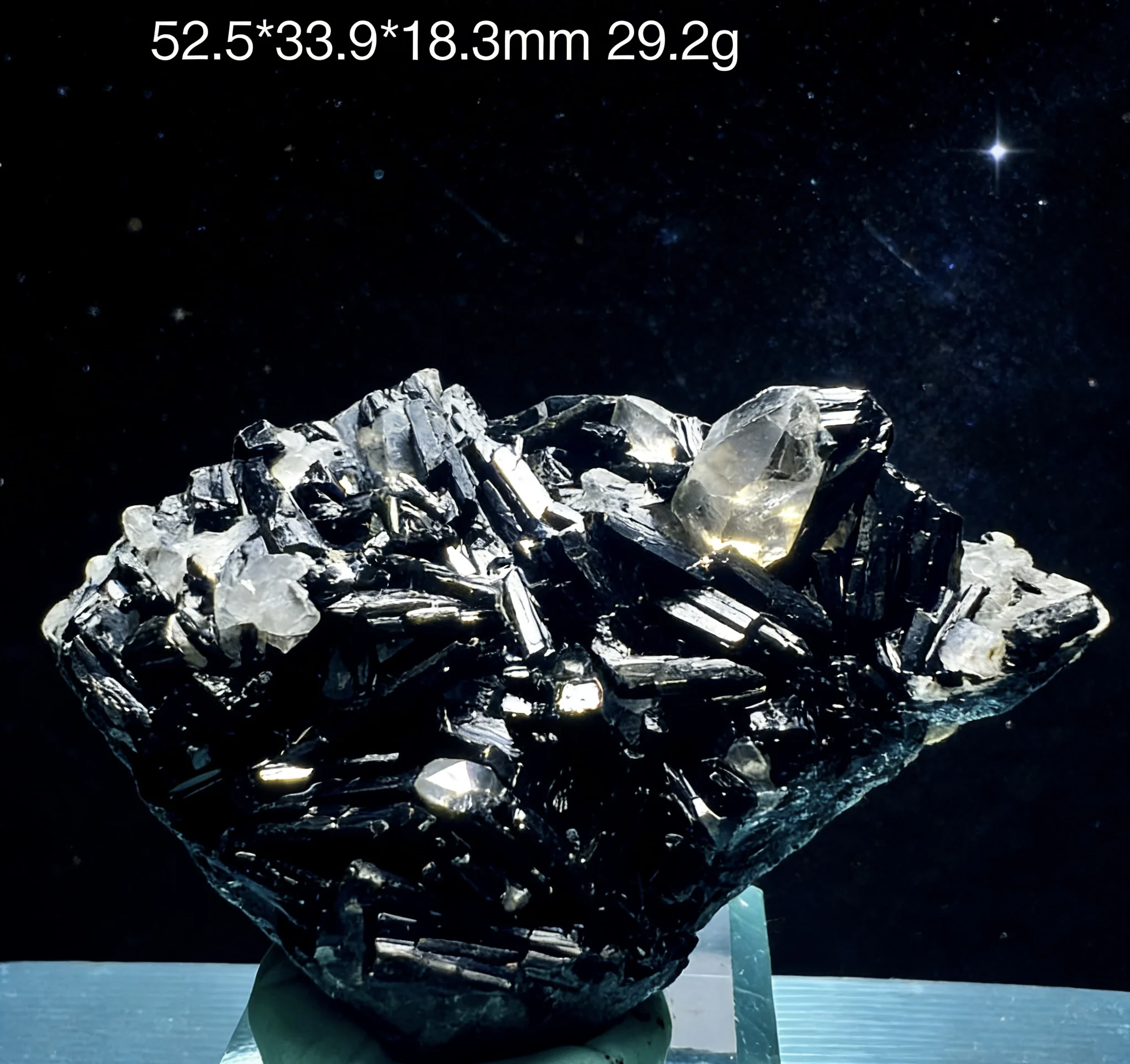 

Natural Namibian black tourmaline symbiotic crystal specimen, ore raw stone collection, stone ornaments, geological popularizati