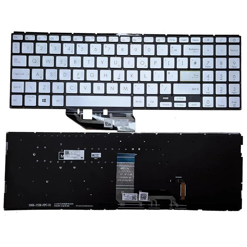 New Sliver UK backlit laptop Keyboard For Asus VivoBook X513E X513EA X513EP X513EQ X513I