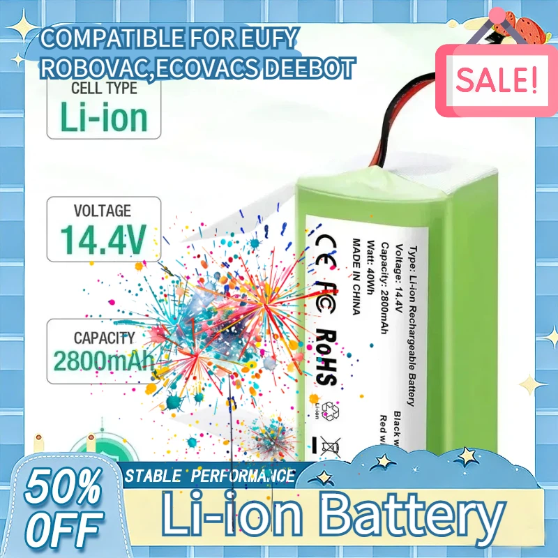 

14.4V 2600mAh Replacement Battery for Conga Excellent, Deebot N79S/N79, Tesvor X500, Robovac 11 - Rechargeable Li-ion