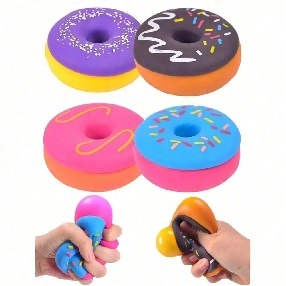 Squishy Donut Shaped Sensory Fidget Toys, Soft Elastic Silicone Squeeze Playthings with Rich Assorted Color Options, Smooth Skin Friendly Hand Gripping Decompression Accessories for Daily Mood Relaxation