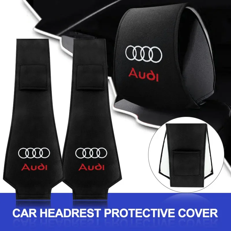 

1/2Pcs Car Headrest Cover Seat Head Pillow Neck Headrest Cover For Audi A4 A3 A5 A6 A7 A8 Q3 Q5 Q7 Q8 B5 B6 B7 B8 B9 Q7 8P 8V 8L