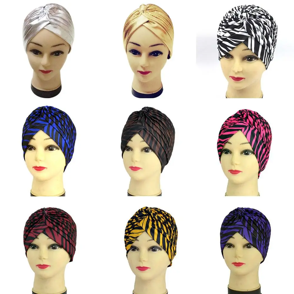 Multicolor Polyester Folds Muslim Turban Women Zebra Islamic Inner Hijab Caps Arab Turbante Femme Wrap Head Scarf Mujer Newest