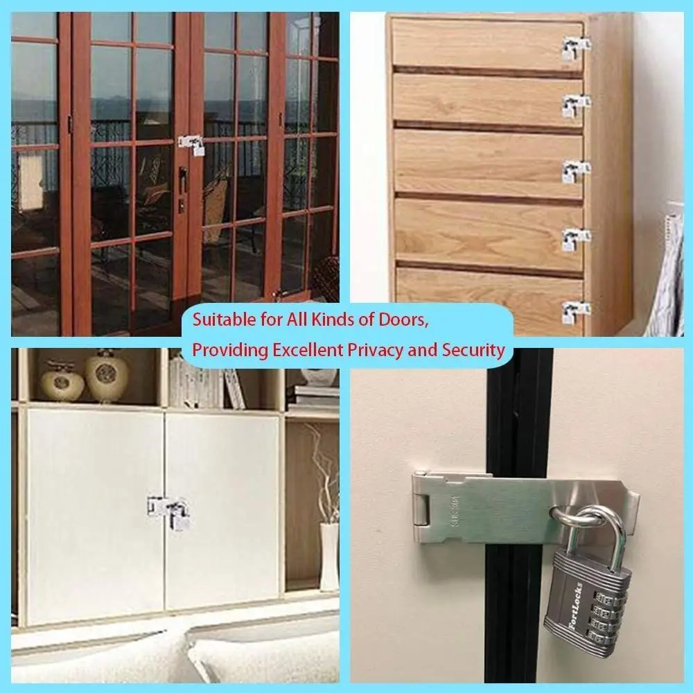 Durable Stainless Steel Padlock Hasp Household Burglar-proof Shed Latch 90 Degree Right Angle Door Clasp Lock