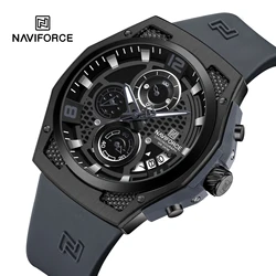 NAVIFORCE 2024 대형 다이얼 남성용 밀리터리 시계, 고급 쿼츠 캘린더, 패션 디자인 손목 시계, PU 방수 시계