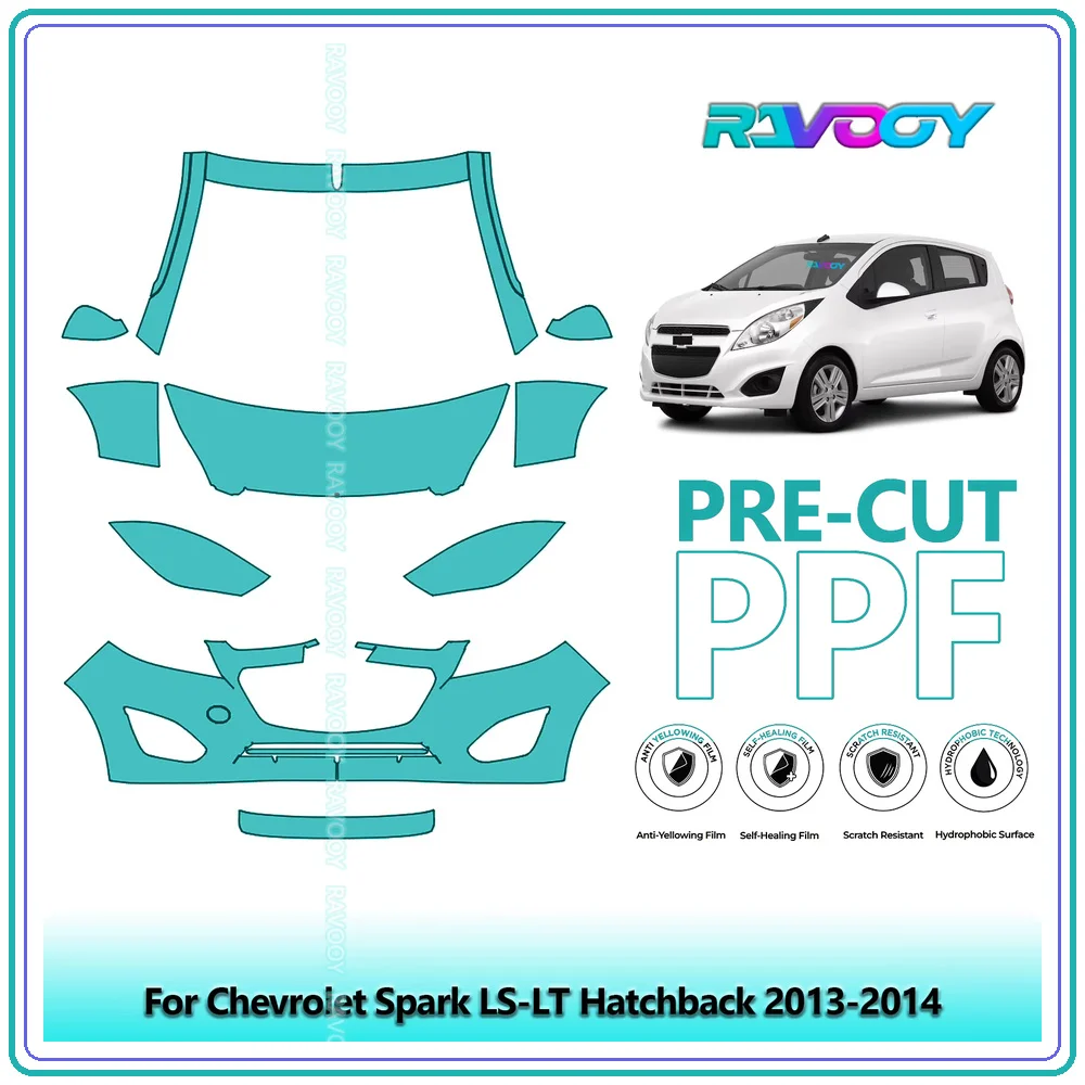 RAVOOY 8.5Mil Custom-Fit Precut TPU PPF Front Kit Clear Bra Stone Guard EU UK For Chevrolet Spark LS-LT Hatchback 2013-2014