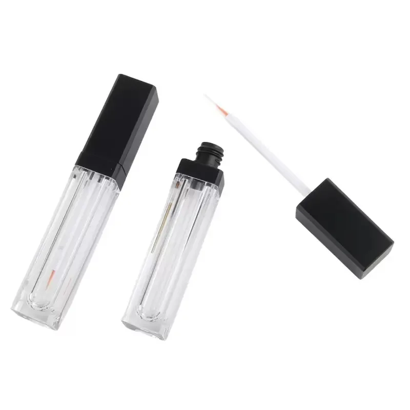 

50Pcs Wholesale Square Plastic Clear Matte Black Eyeliner Container Refillable Empty Cosmetic Mascara Eyelash Tube Packaging 7ml