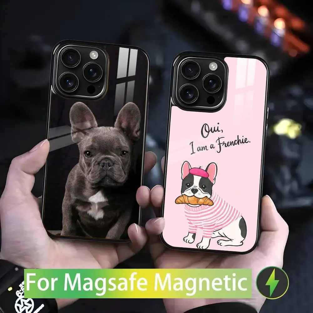 

French B-Bulldog Phone Case For IPhone 17 16 15 14 13 12 11 Pro Max Plus Mini Magsafe Mirror Wireless Magnetic Cover