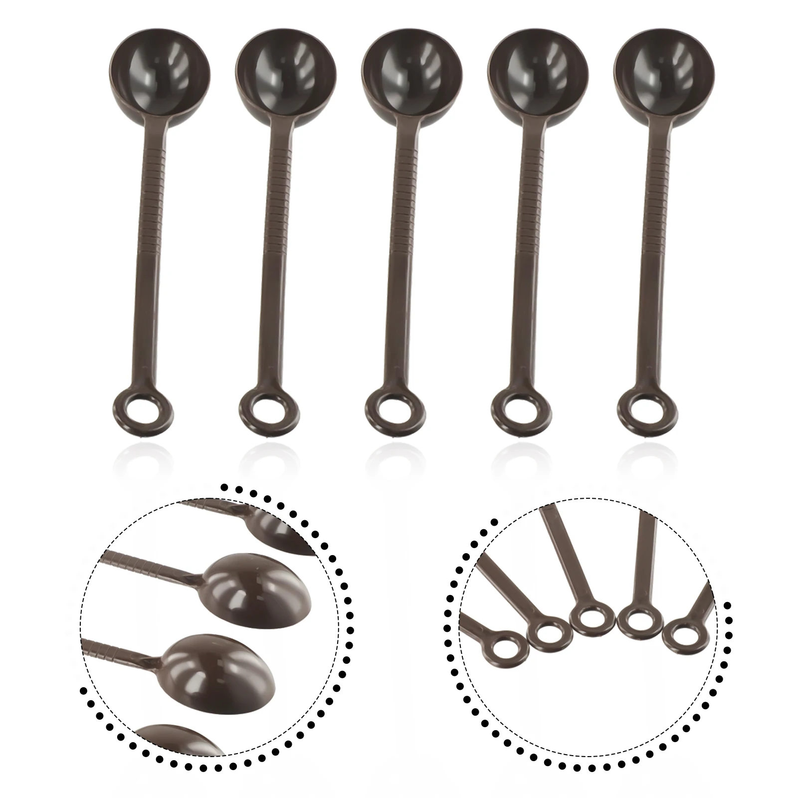 Plastic Spoons Brown Espresso Fruit Powder/Coffee Kitchen Long Measuring Set 200mm 5PCS Practical High Quality