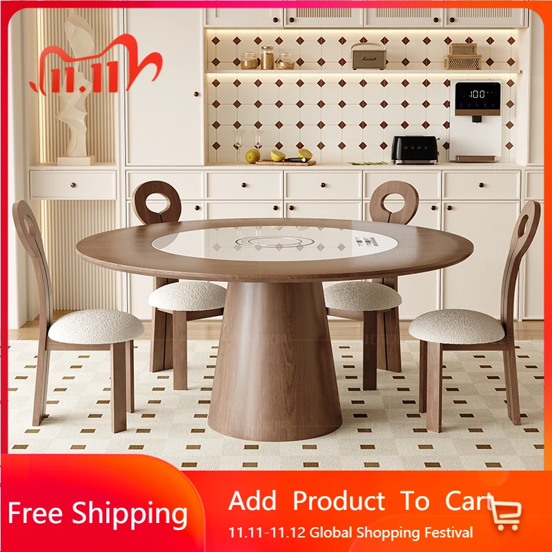 

Center Design Round Dining Tables Wooden Functional Center Kitchen Tables Chairs Restaurant Salon Picnic Mesa Trendy Furniture