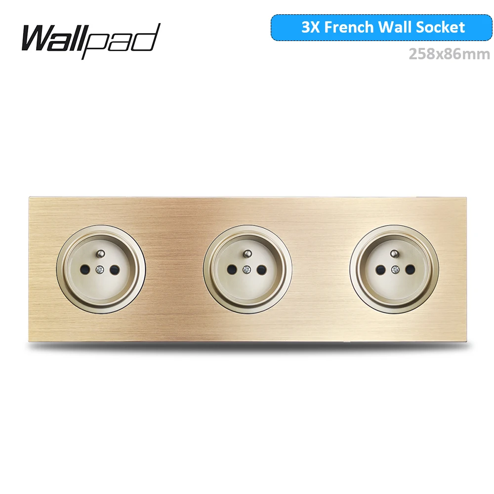 Wallpad gouden wandlichtschakelaar met ronde LED-nachtlampknop 1 2 3 4-voudig geborsteld aluminium metalen paneel, dimmer