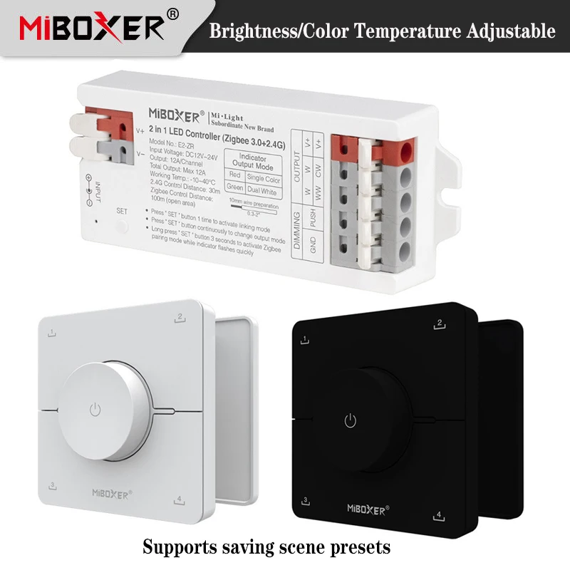 Miboxer（Zigbee3.0+2.4G) 2in1 Smart LED Light Dimmer/K0 Mini Rotating Switch Panel Remote Adjust Color Temperature Brightness