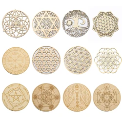 10cm Tree of Life Wall Decor Flower Wooden Metatron Cube David Star Hanging Chakra Meditation Wood Witch Moon Board Craft Stand