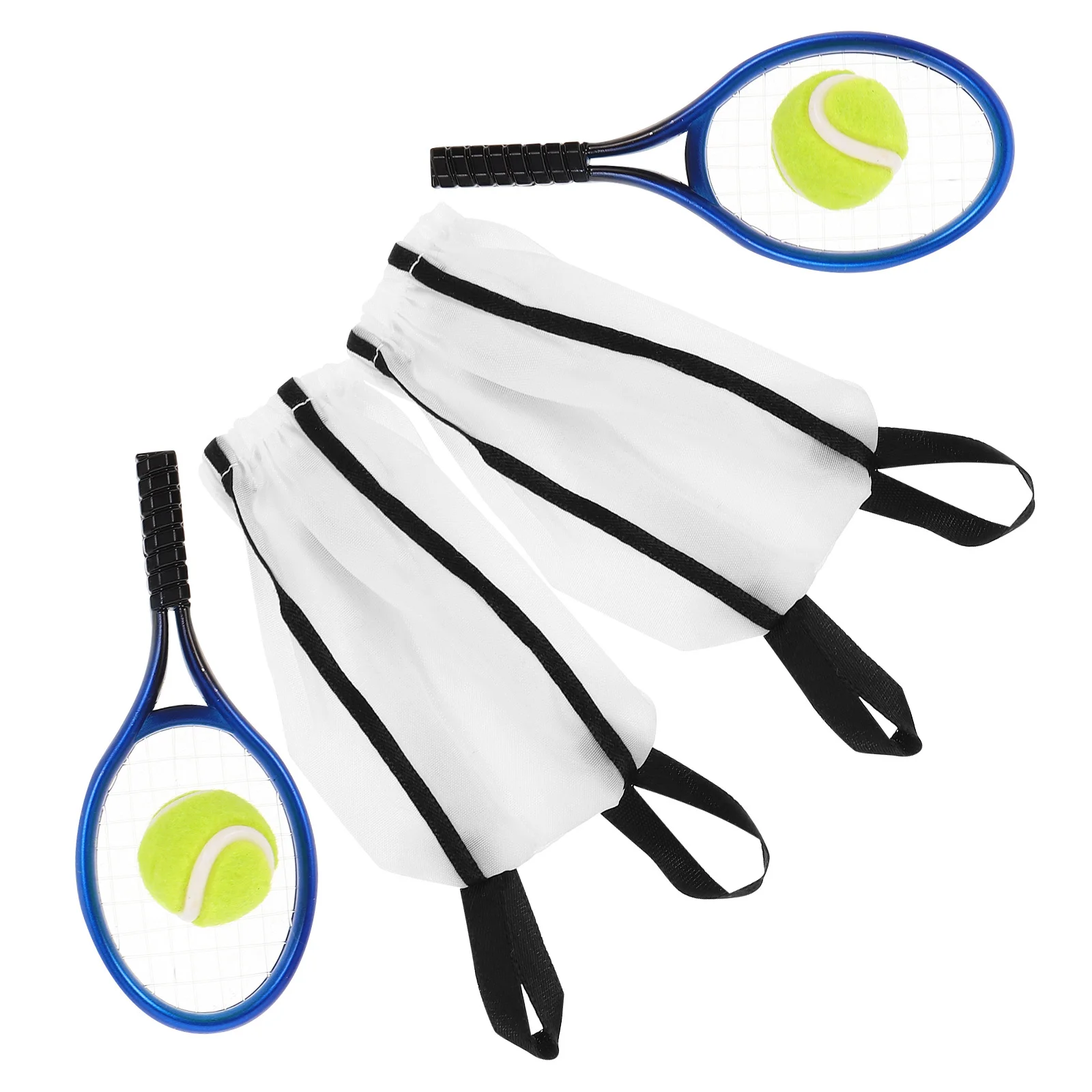 

2Sets Mini Tennis Racket Set with Storage Bag for Dollhouse Mini Accessories Sports Equipment Kids Creative Play Photography