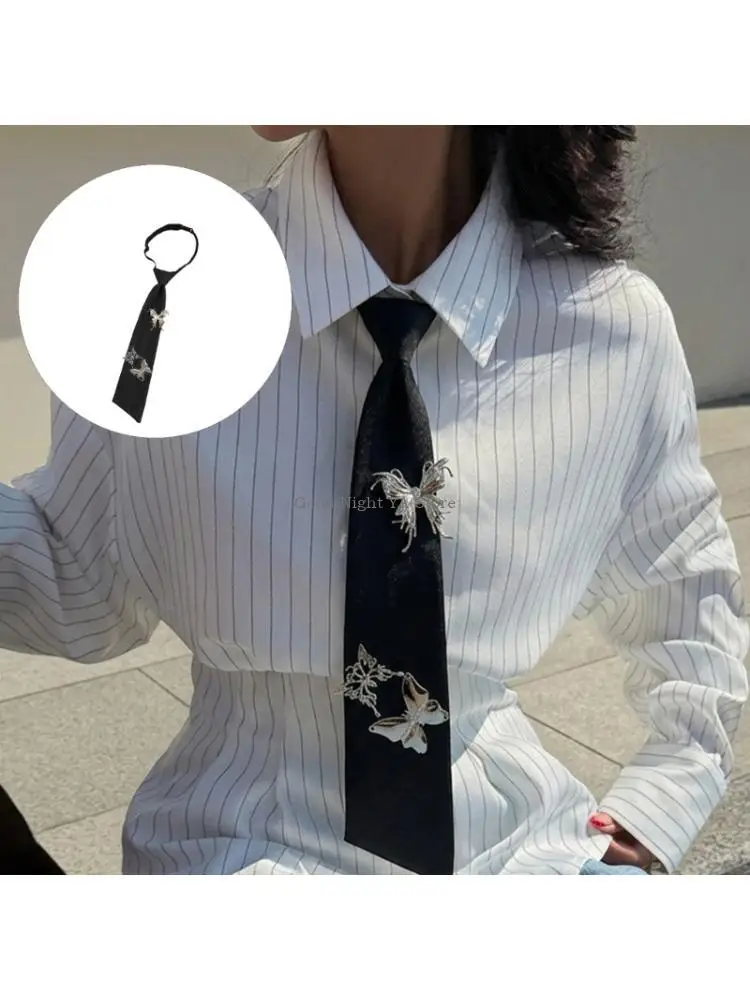 Classical Butterfly Design Tie Lightweight Polyester Sparkling Necktie for Stage Elegant Neckwear For Daily Office Wear
