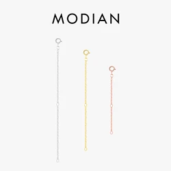 MODIAN 925 Sterling Silver Extend Chains With Lobster Clasps For Women DIY Necklace Rose Gold Plated Jewelry Making Accessories