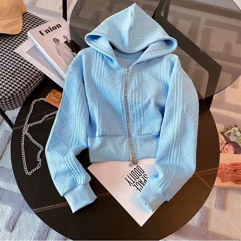 Neploe Casual Fresh Hooded Plaid French Style Suit Hoodie High Waist Soft Wid Leg Pants Small Fragrance New Suit for Women Cargo